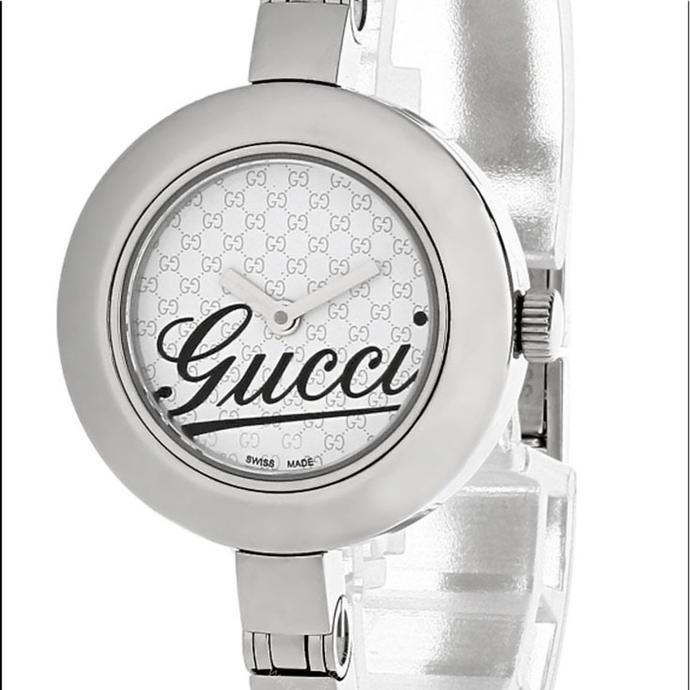 GUCCI PETITE S-STEEL WHITE GUCCI DIAL BANGLE WOMEN'S WATCH YA105509